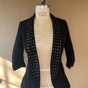 Elegant Black Studded Women's Blazer